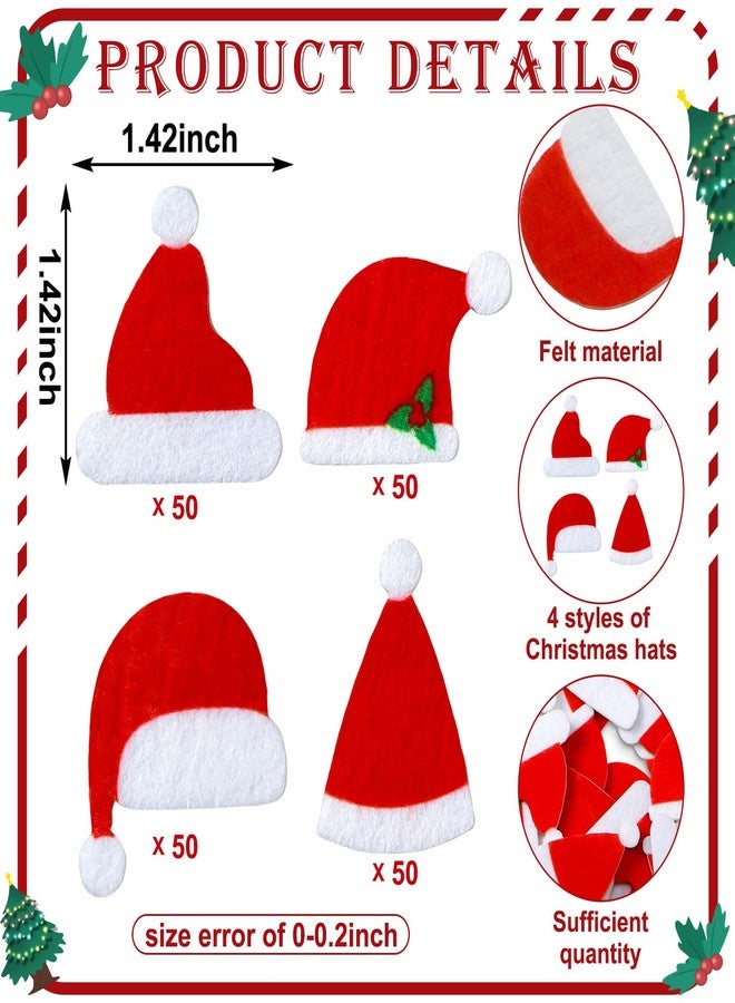 Engrowtic 200 Pcs Christmas Santa Hat Stickers, Felt Mini Santa Claus Stickers 1.42 Inches Tiny Christmas Hat Decals Self Adhesives Sticker for Xmas Party DIY Crafts, Cardmaking, Scrapbooks - Image 2